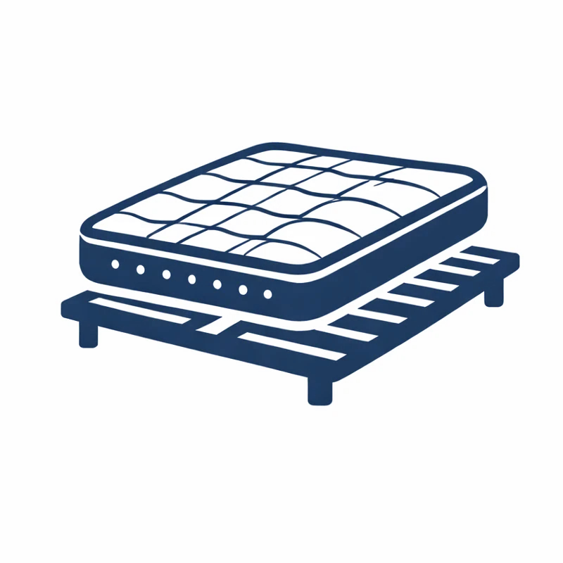 Grafische Darstellung eines Lattenrostes mit Matratze für ergonomisches Schlafsystem.